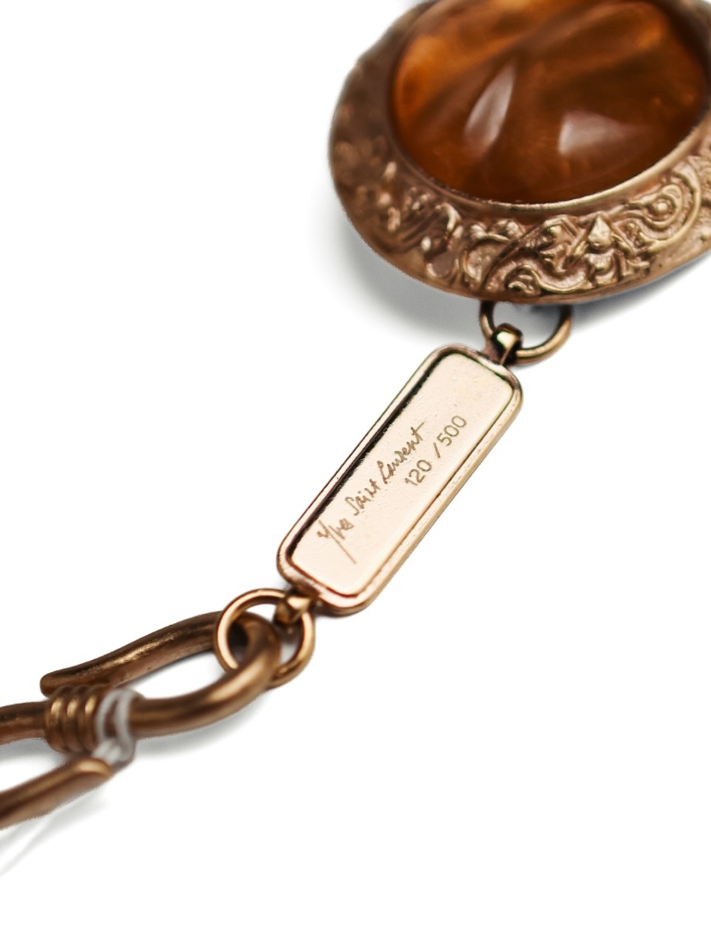 RARE LIMITED EDITION Vintage Yves Saint Laurent (YSL) Byzantine Faux Amber Neckl - Picture 2 of 7